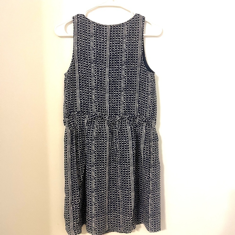2/$30 Madewell - Navy & Cream Patterned Sleeveless Mini Dress w/ Pockets Size 0 - Picture 7 of 7